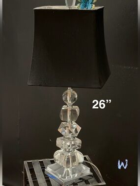 Crystal Table Lamp with Black Shade